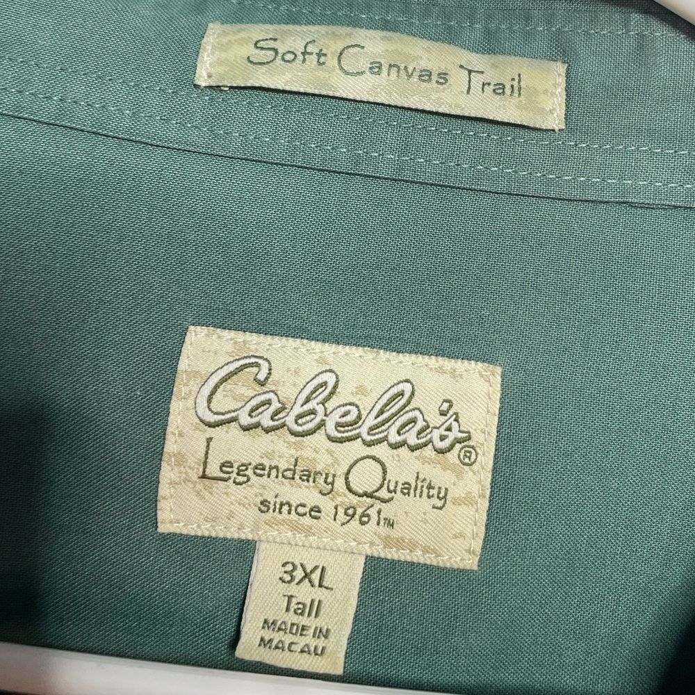 5 for $25🔥Cabela's Soft Canvas Trail Green Long Sleeve Shirt 3XL Tall - Picture 3 of 5